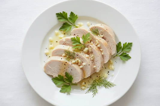 Steamed Chicken Breast with Sunflower Oil and Herbs